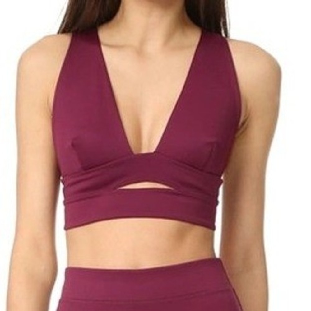 Free People Movement City Slicker Sport Bra Berry Burgundy Small Athleisure Yoga